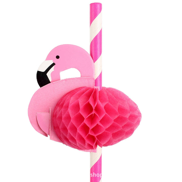 3D Flamingo Straw Bendable Plastic Drinking Straws