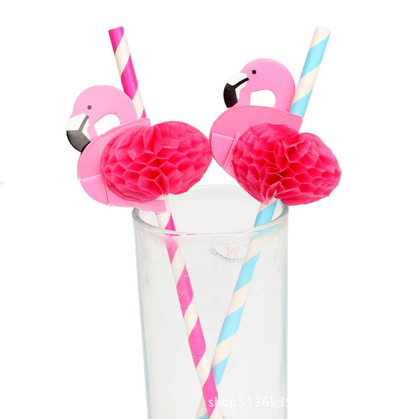 3D Flamingo Straw Bendable Plastic Drinking Straws