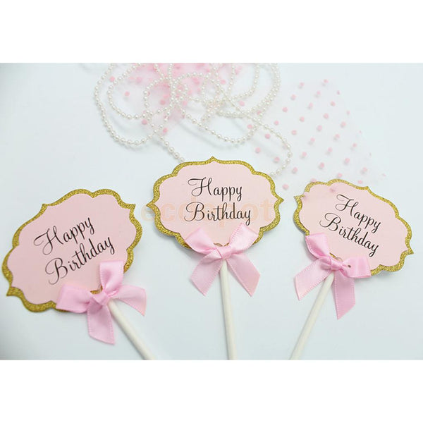 Happy Birthday Cake Stick Toppers