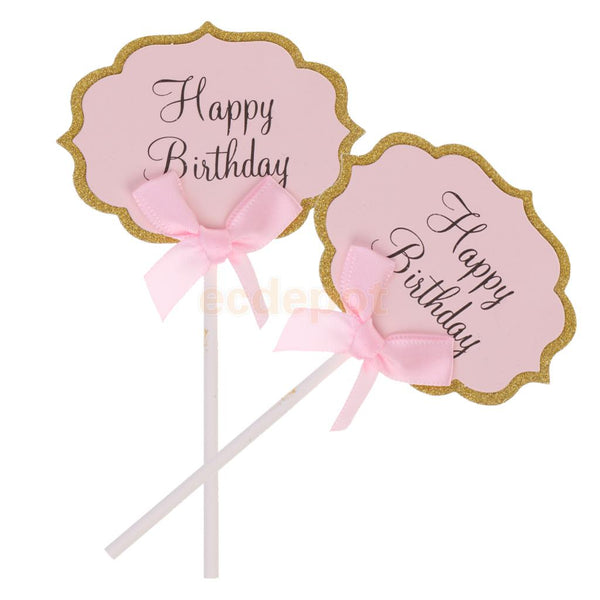 Happy Birthday Cake Stick Toppers