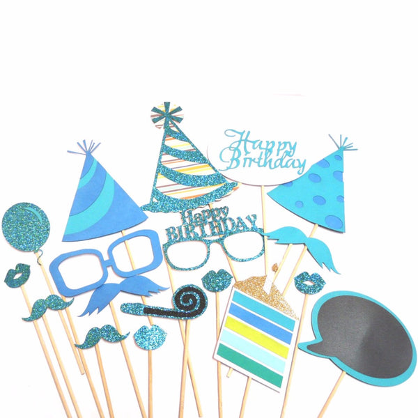 Real Glitter Happy Birthday Photo Booth Props