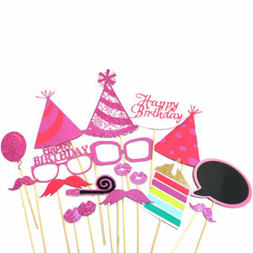 Real Glitter Happy Birthday Photo Booth Props