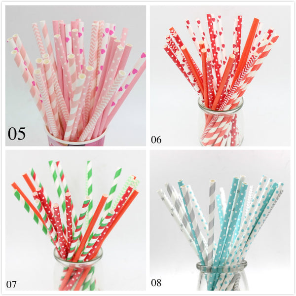 Mixed Color Drinking Paper Straws