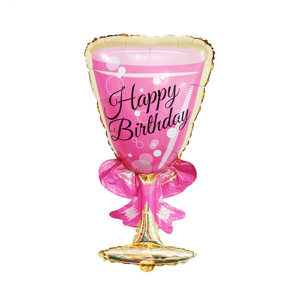 Large Size Cake and Wine Bottle Birthday Balloon