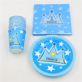 Prince Crown Birthday Party Tableware Set