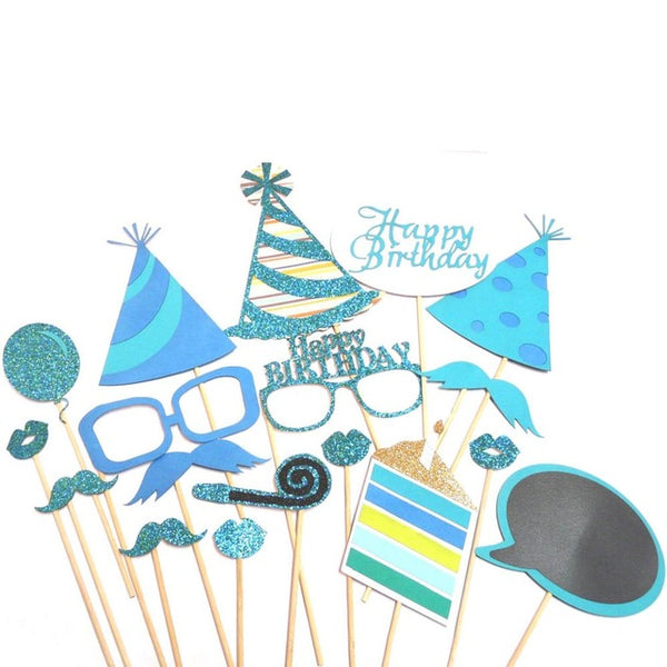 Real Glitter Happy Birthday Photo Booth Props