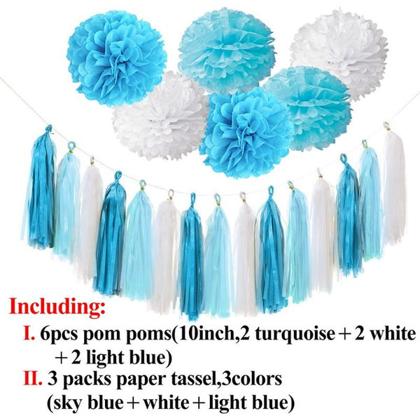 Happy Birthday Banner Tassel Pom Poms Birthday Party Decoration
